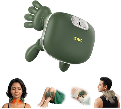 Neck & Back Massager for Body, Neck & Cervical Pain, Wireless Portable Heated Human Hand Design Massager for Pain Relief and Muscle Relax With 1 Year Warranty (Green)