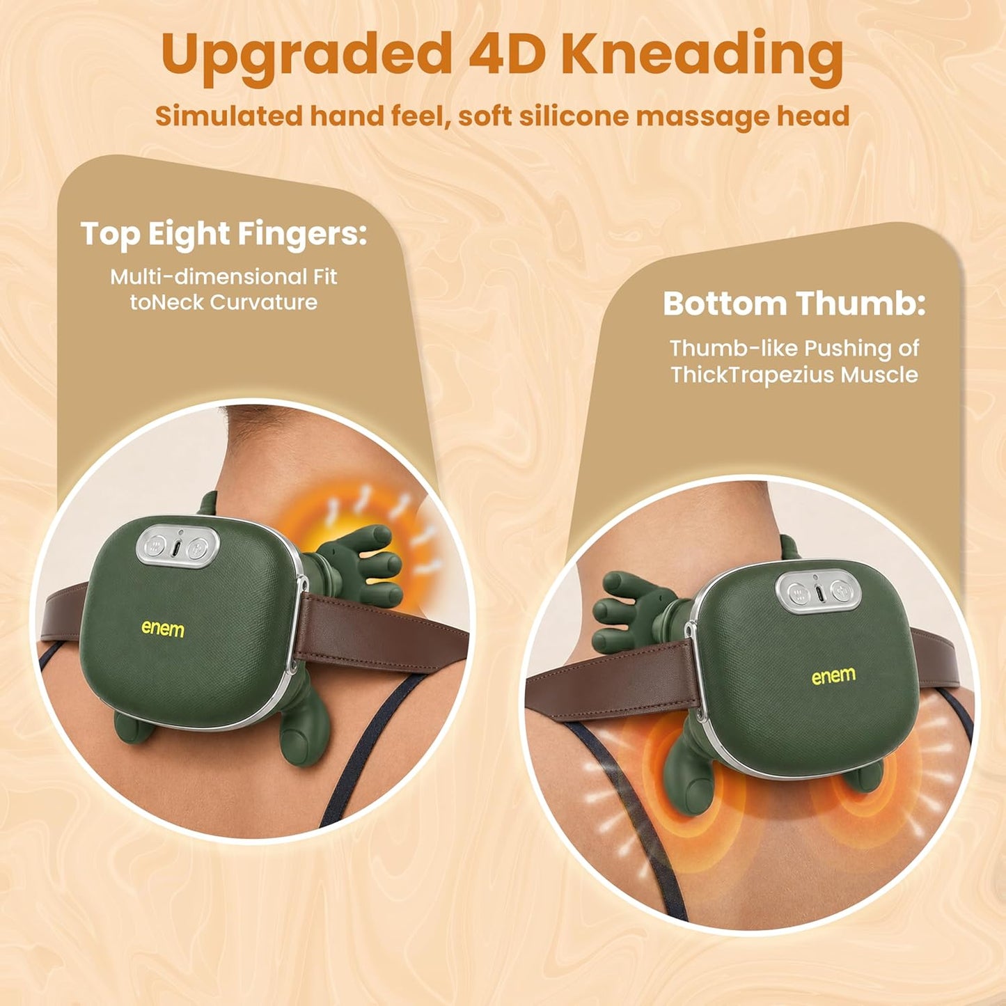 Neck & Back Massager for Body, Neck & Cervical Pain, Wireless Portable Heated Human Hand Design Massager for Pain Relief and Muscle Relax With 1 Year Warranty (Green)