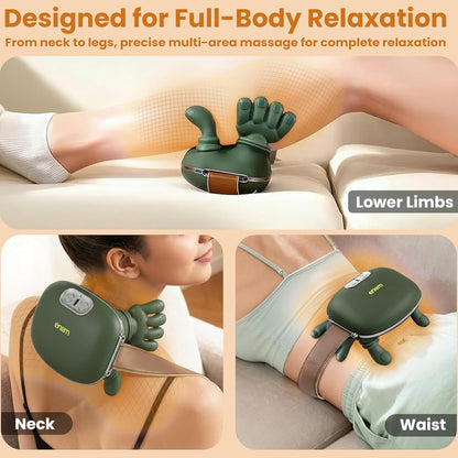 Neck & Back Massager for Body, Neck & Cervical Pain, Wireless Portable Heated Human Hand Design Massager for Pain Relief and Muscle Relax With 1 Year Warranty (Green)